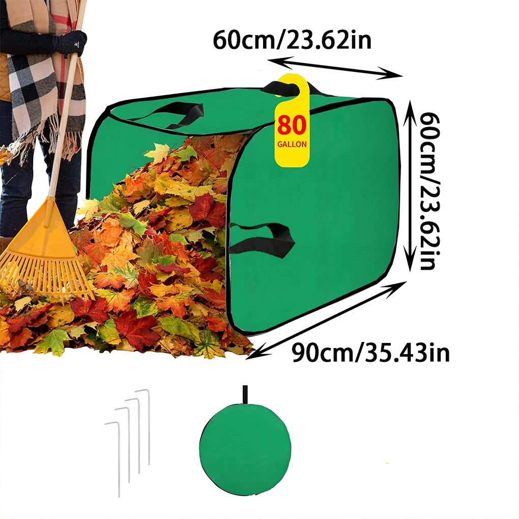 잎 수집 가방 먼지받이 대형 정원용 낙엽 수집 가방 재사용 가능한 쓰레기 수거 파우치 손잡이 포함 접이식 쓰레기통
