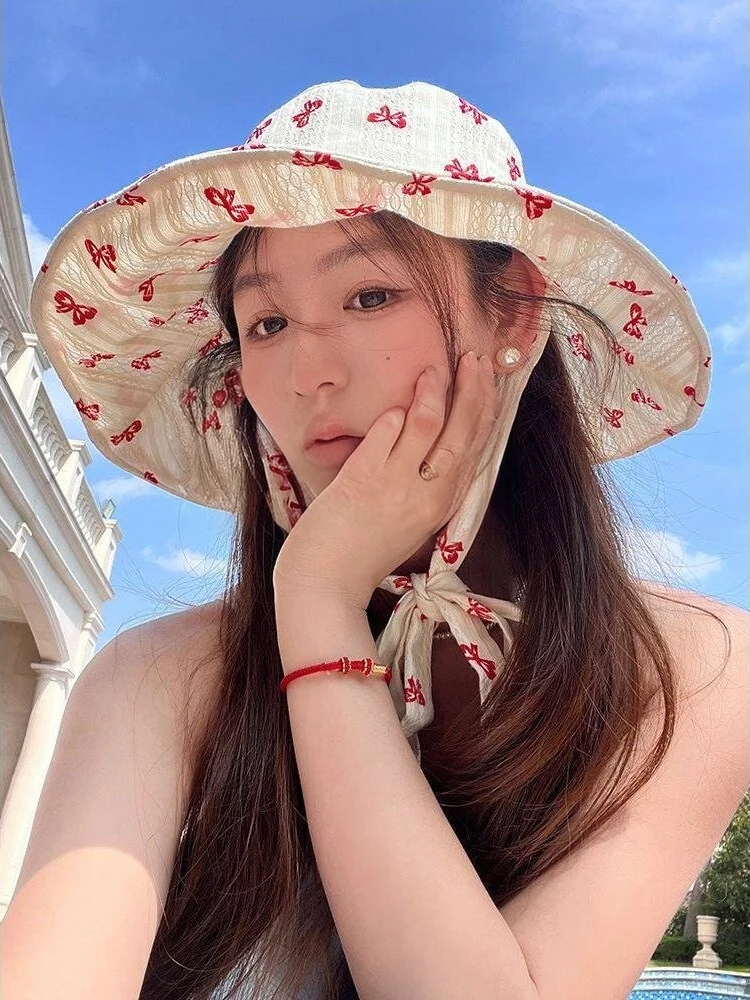 women's-large-brim-fishing-hat-spring-summer-sun-protection-knot-hat-face-slimming-bucket-hat-adjustable-round-top