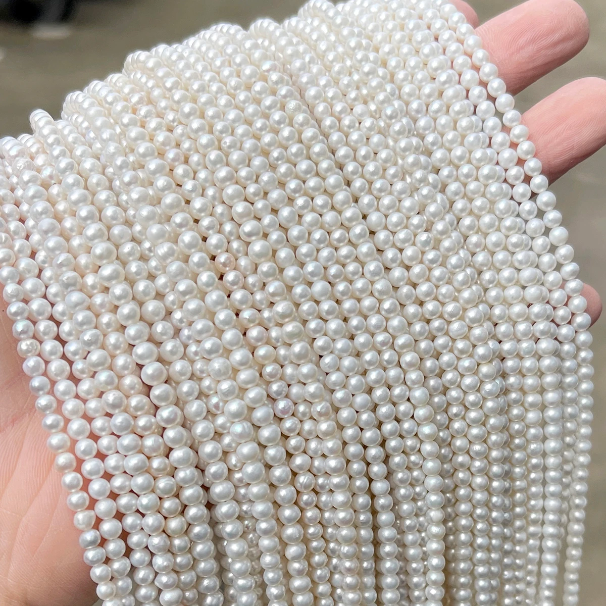 JD 3A High Quality 5A Pure White Round Freshwater Pearl Beads High Luster Gem Pearl Beads For Bracelet Necklace