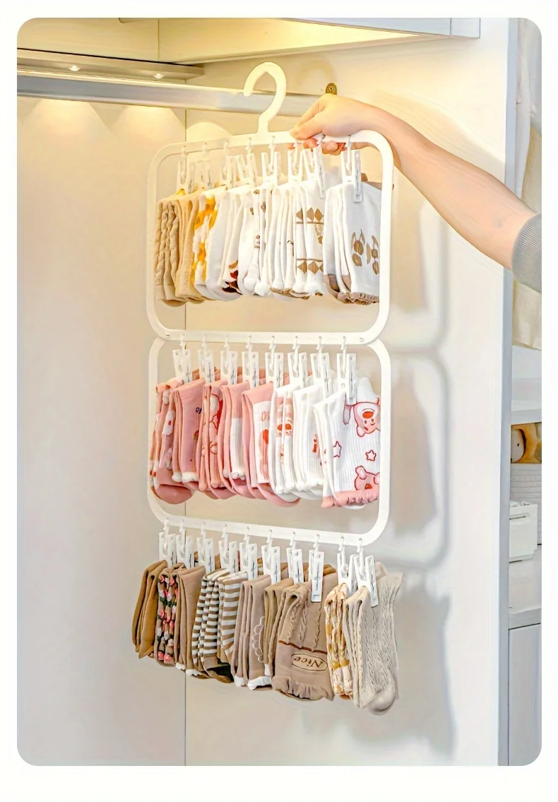 Multi-clip Socke Trocknen Rack Multi-funktionale Abnehmbare platzsparende Socken Unterwäsche Baby Speichel Handtuch Haushalt Lagerung Rack – Detail 12