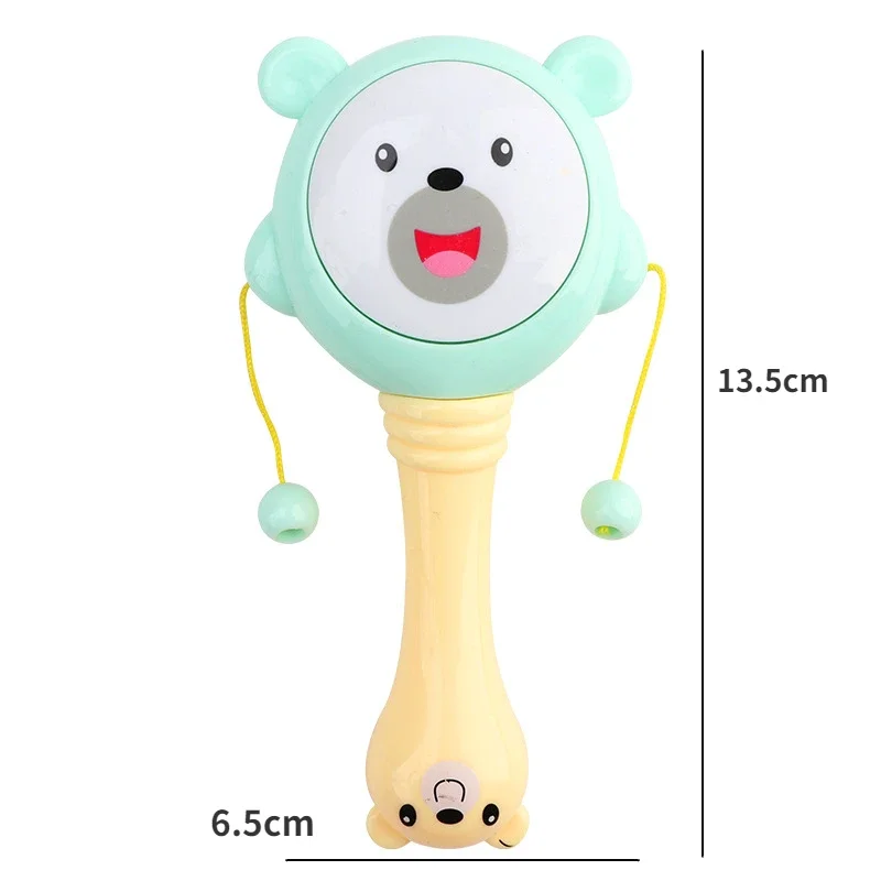 Baby Cartoon Rattle Toy Ring Bell Toy Comforting Baby Animal Rattle Baby Early Education Handbell Kid\'stoys 0-3 Y Random Color