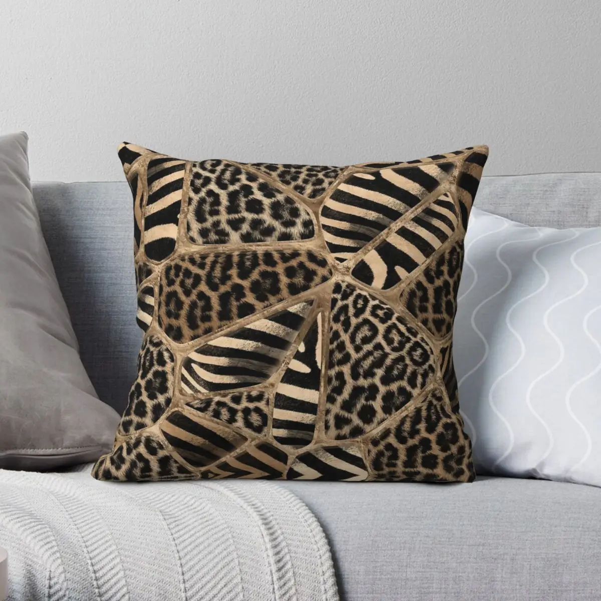 

Leopard Zebra Pastel Gold Square Pillowcase Polyester Linen Velvet Printed Zip Decorative Room Cushion Cover Wholesale 45x45