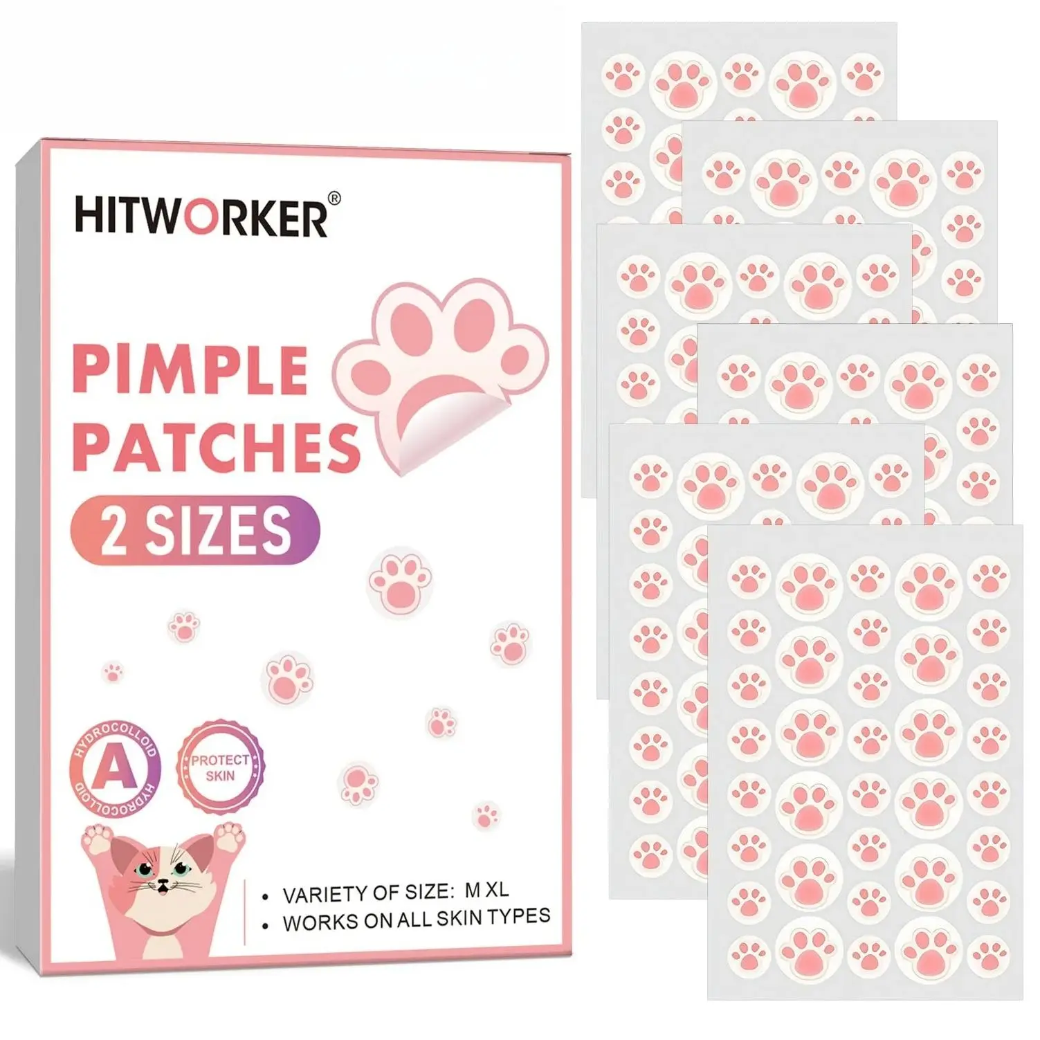 216 piezas de parche para el acné en gel a base de agua con diseño bonito para rascar gatos: sin alcohol, inodoro, no irritante, lindo parche para el acné