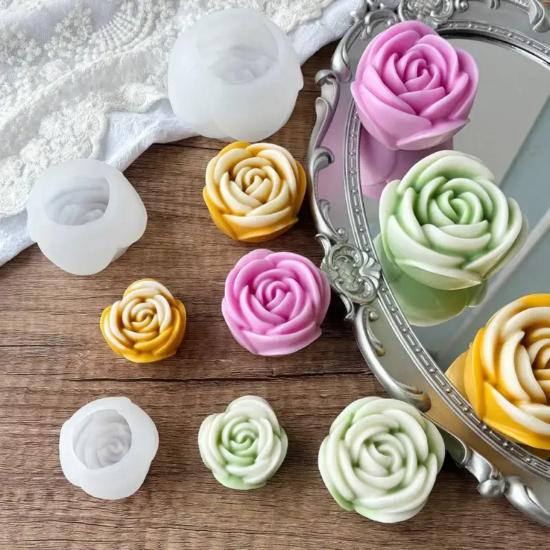متعدد الحجم ثلاثية الأبعاد شكل زهرة سيليكون روز قالب شمع قالب صابون يدوي الصنع كعكة الزفاف ديكور هلام هدية عيد الحب DIY بها بنفسك