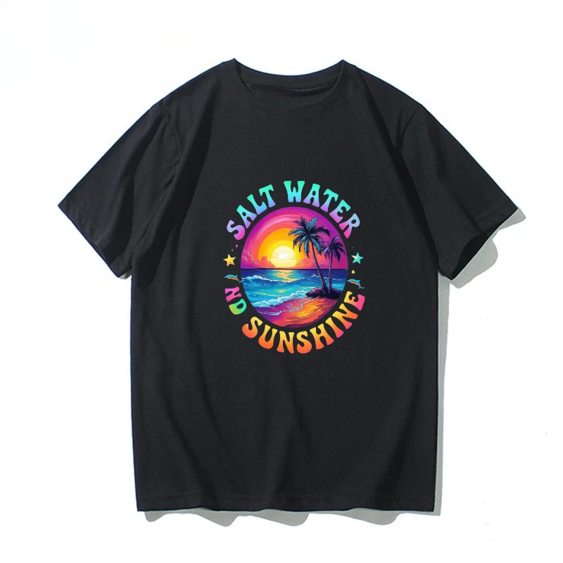 

Summer Seaside Graphic Printed T-shirt Summer Men's and Women's Same High-quality Casual Breathable Short-sleeved Top