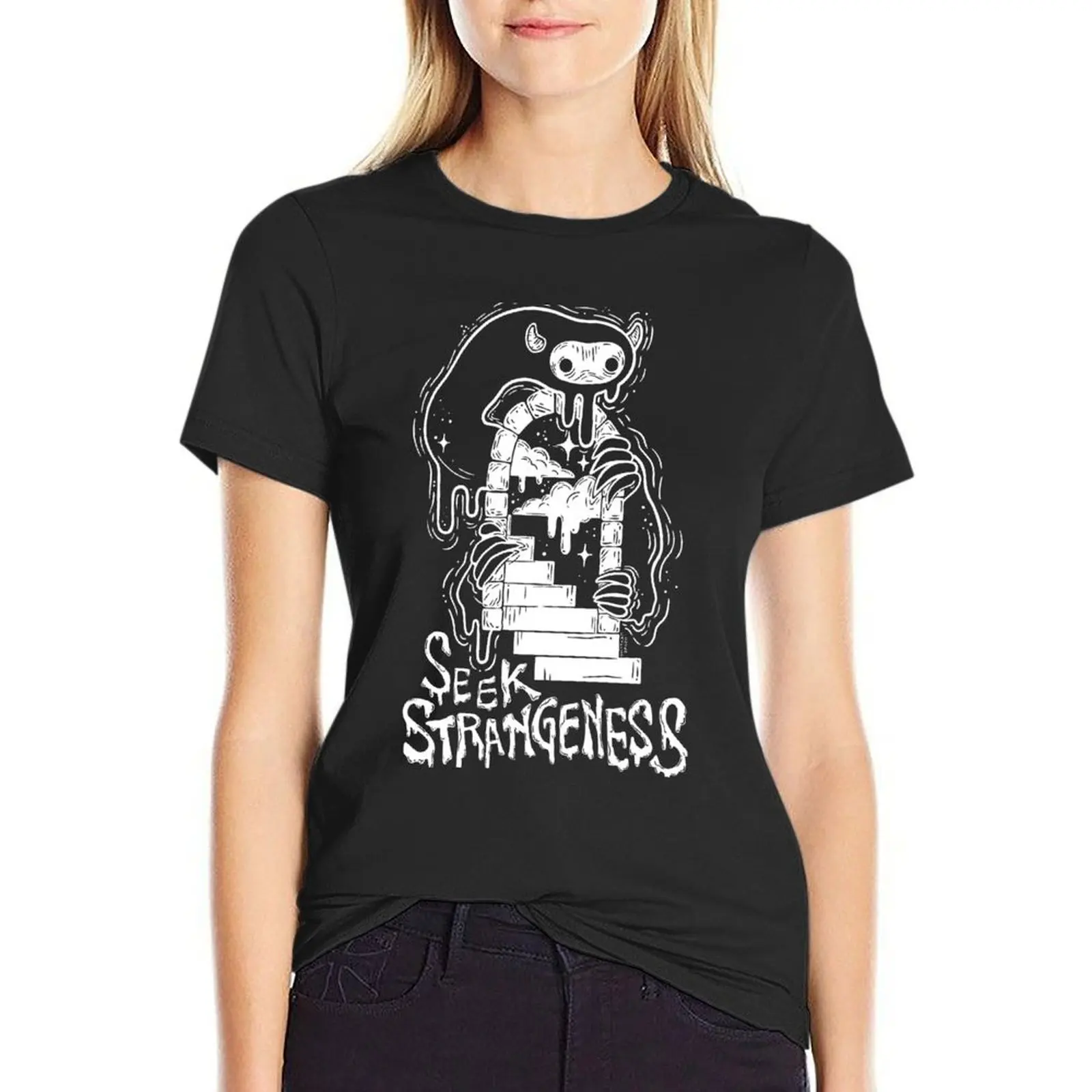 Seek Strangeness T-Shirt Female clothing tops plus size tops anime clothes tops for Women