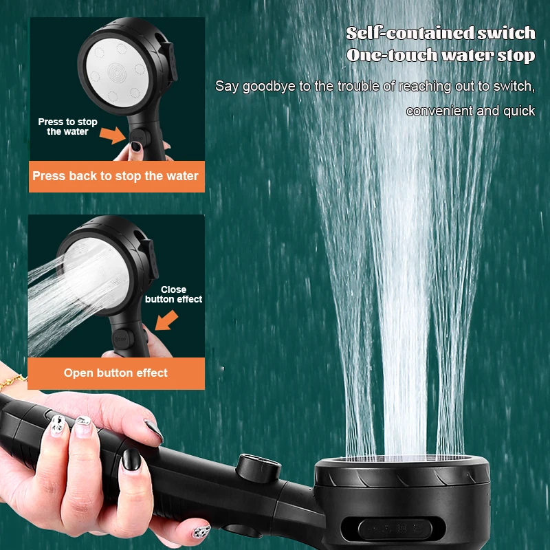 High Pressure New Temperature Digital LED Display Shower Head 4 Model Adjustable Water Saving Handheld SprayOne-keyStop Bathroom
