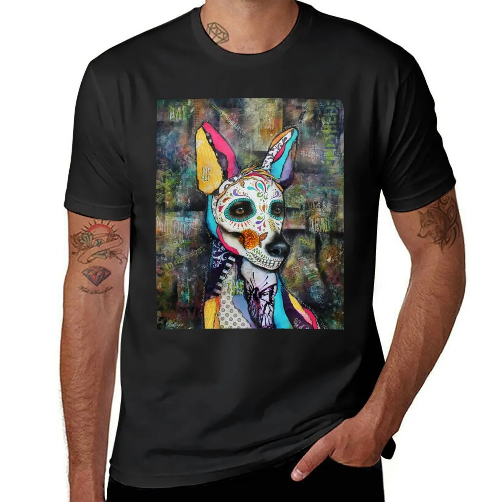 Xolo Mexican Hairless Dog Day of the Dead T-Shirt quick drying sweat mens graphic t-shirts funny