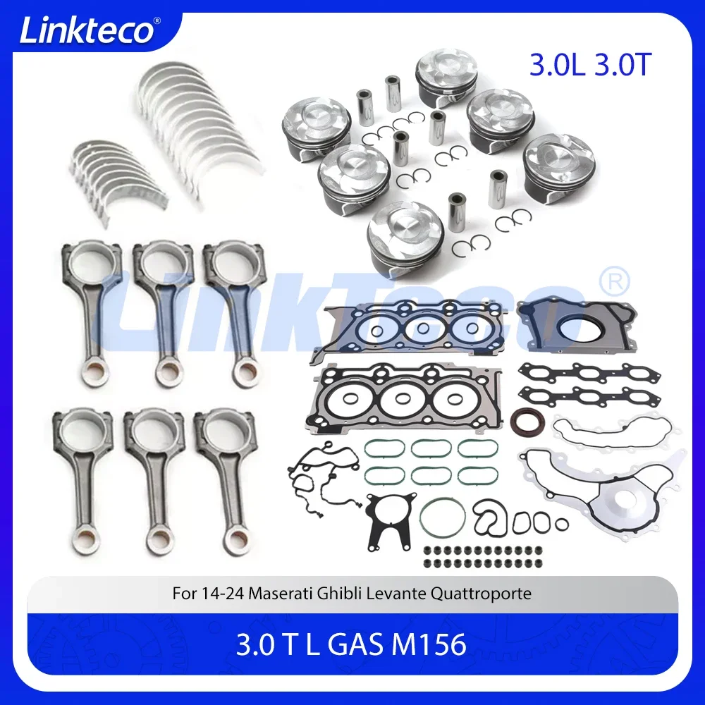

Engine Full Gasket Piston Ring Main ConRod Bearing STD Set 3.0 T L GAS For Maserati Ghibli Levante Quattroporte M156 3.0T 3.0L