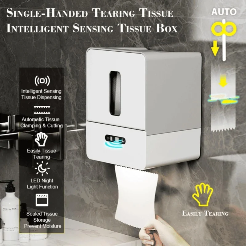 Automatic Paper Towel Dispenser Touchless Wall Mount Smart Electric Roll Paper Towel Dispenser With Night Light For Bathroom