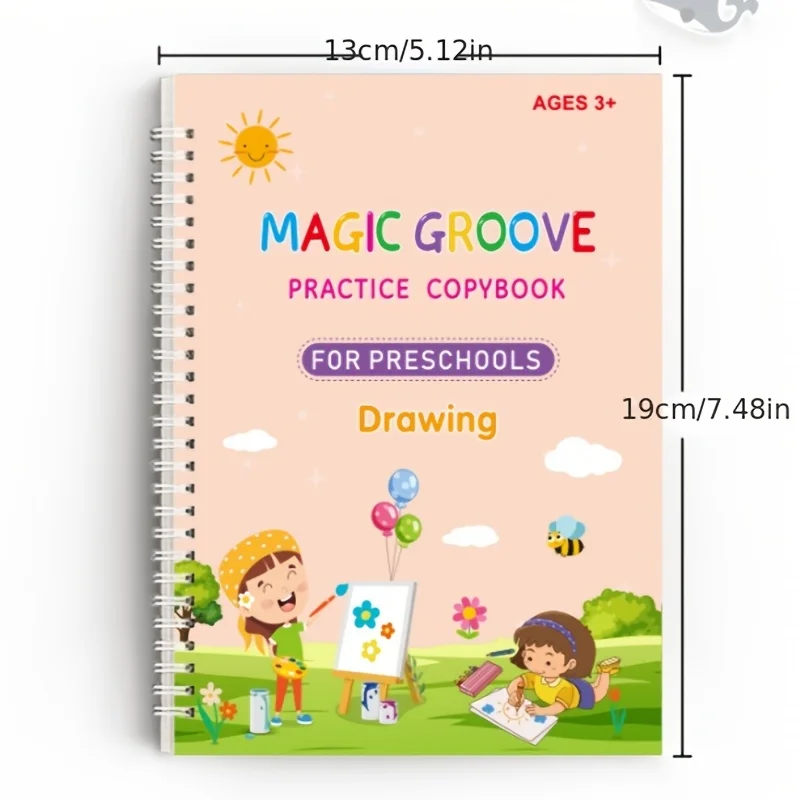 Cahier de pratique magique réutilisable pour enfants, cahier de pratique d'écriture imprimée pour enfants, cadeaux et jouets