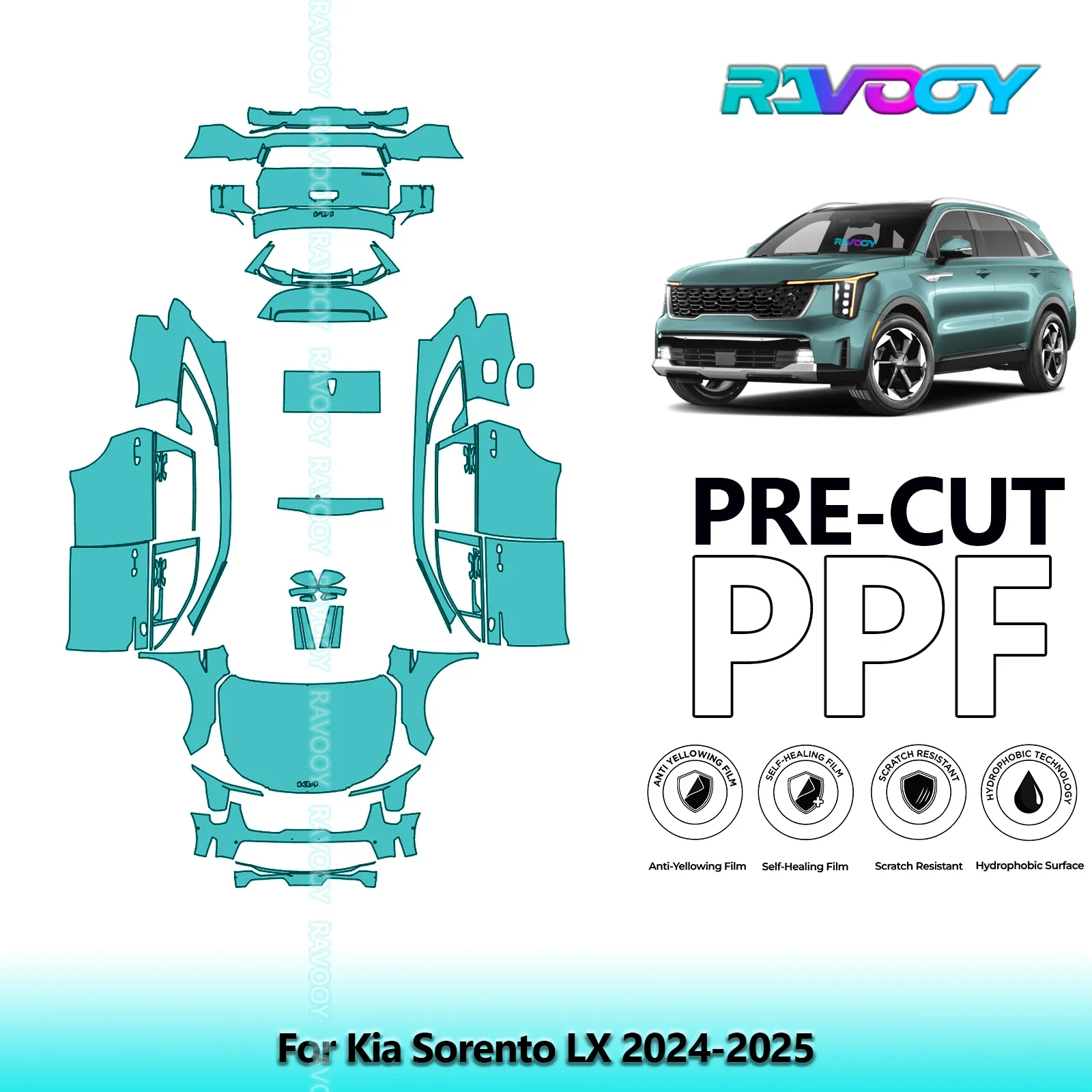 

8.5Mil Full Vehicle Precut PPF Paint Protection Film For Kia Sorento LX 2024-2025