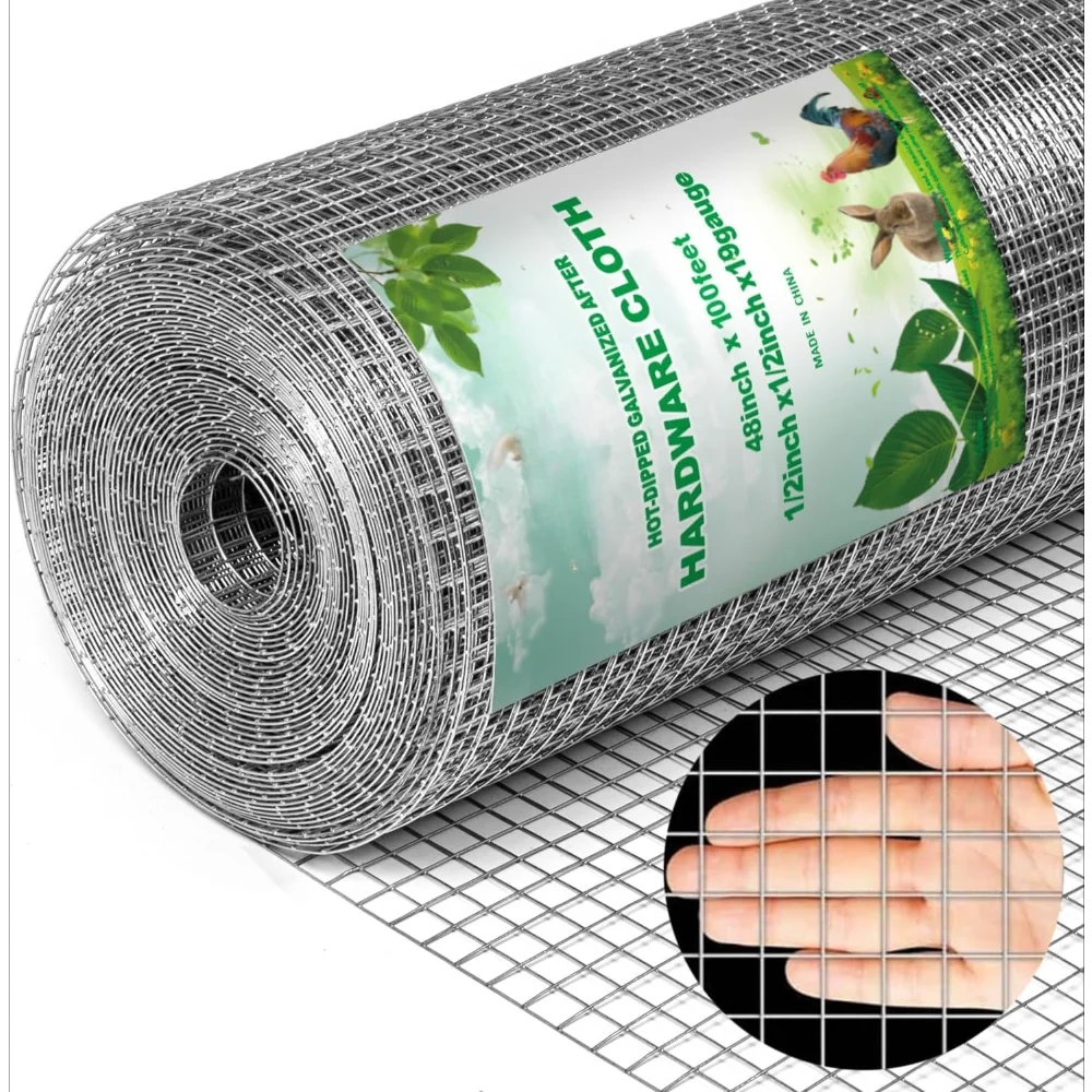 

Hardware Cloth 1/2 inch 48 x 100 ft Galvanized 19 Gauge Chicken Wire Fence Welded Wire Fencing Mesh Roll