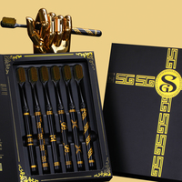 6-piece luxury toothbrush set with soft bristles, black and gold fine silk handle, wide head, for couples, home use.