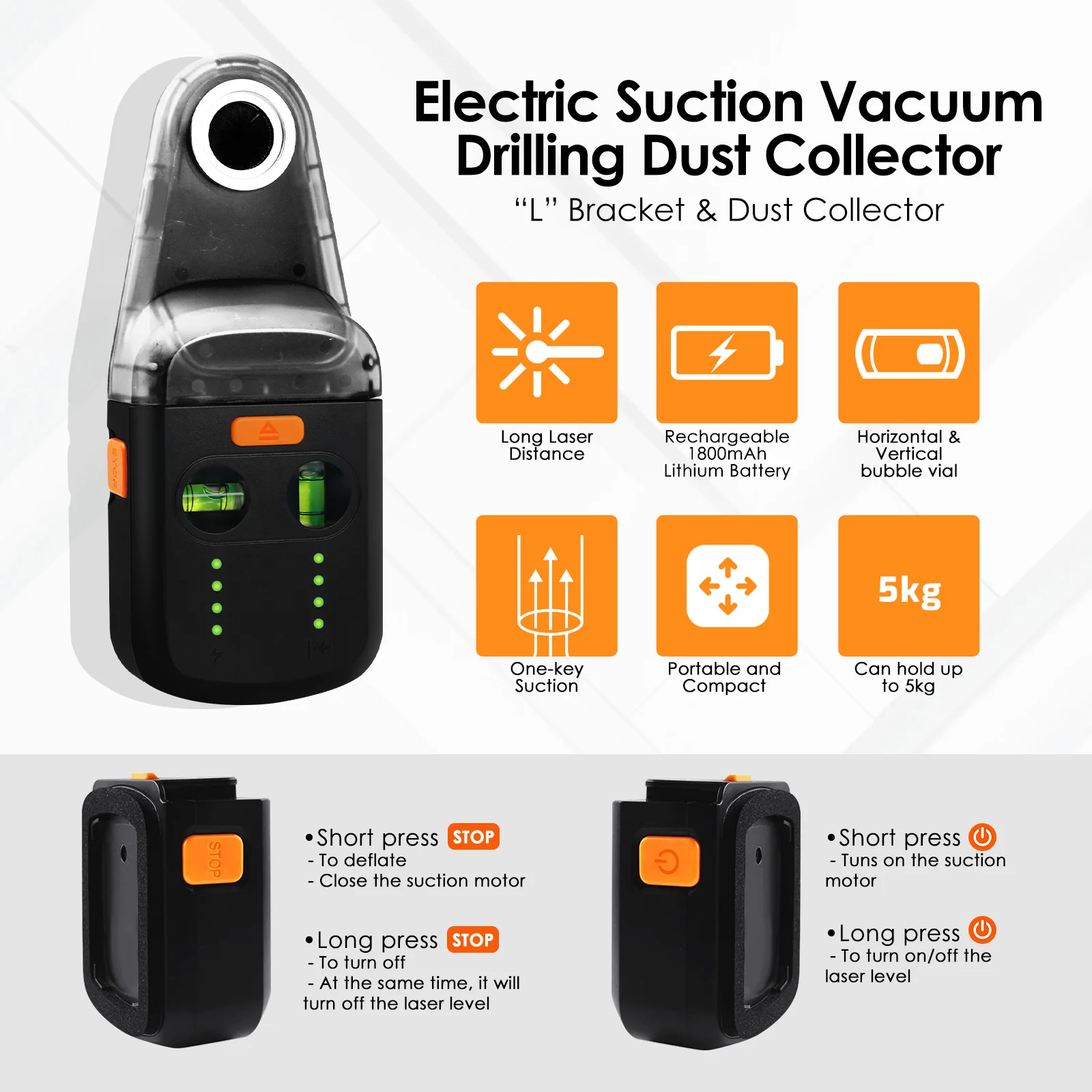 Available 3-in-1 laser level tool, drill filter and laser level holder with suction cup wall mount for easy use