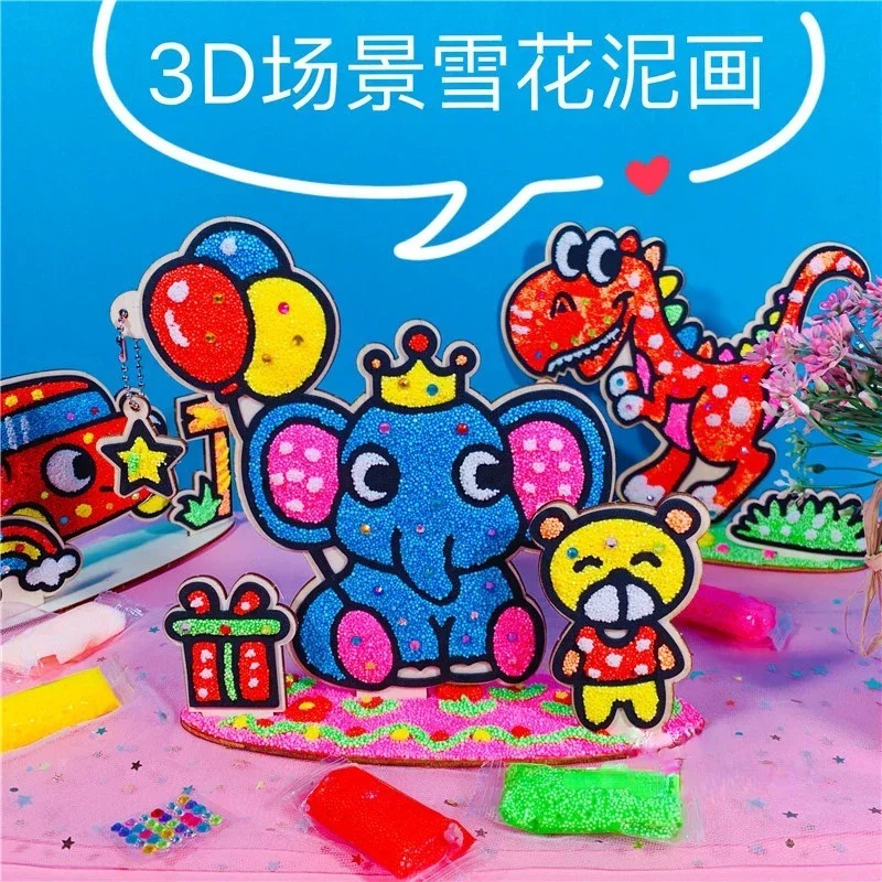 子供のための3D木製雪片絵画,創造的な粘土,カラフルな泥ボード,芸術的な絵画ツール,子供のための教育玩具