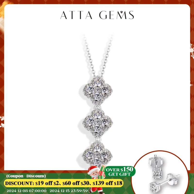 ATTAGEMS 2024 S925 Silver Necklace For Women Full D Color Moissanite Pendant Classic Engagement Wedding Jewelry Gift Top Quality