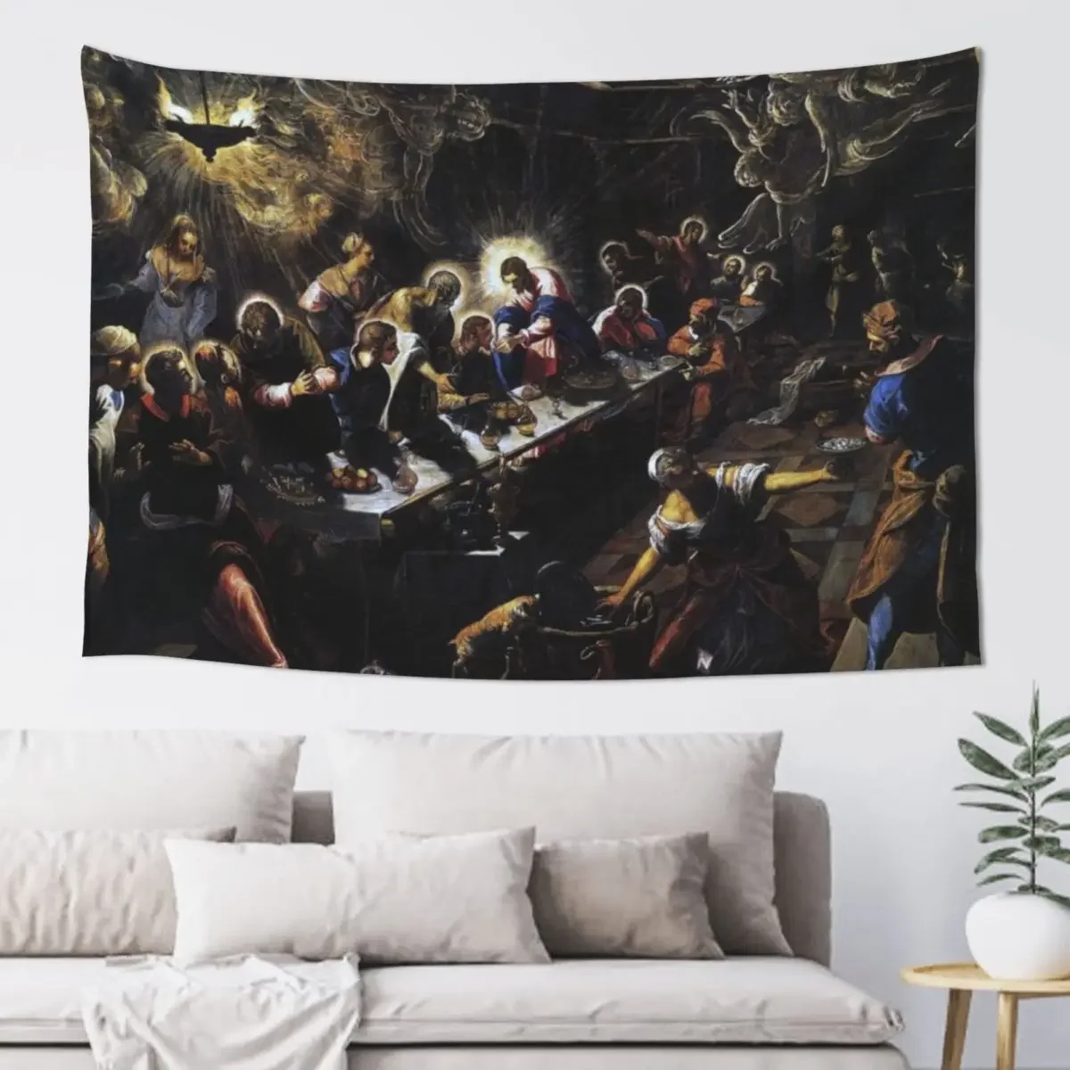 

Renaissance Italy Last Supper by Tintoretto Tapestry Home Decorating Living Room Decoration Art Mural Tapestry