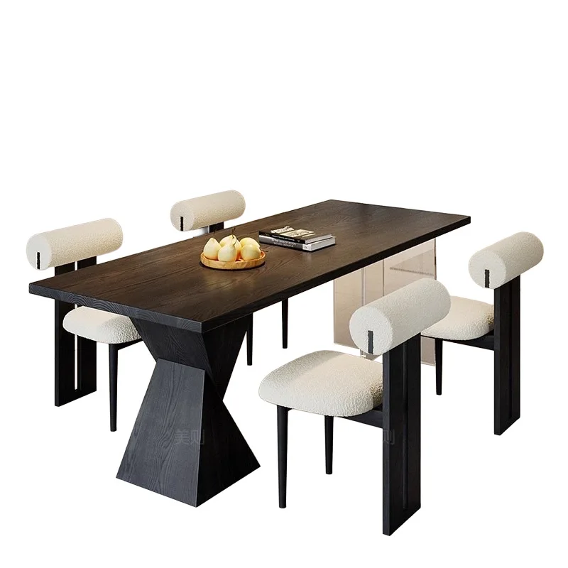 

solid wood dining table and chair combination household living room 1.6 meters rectangular acrylic suspended dining table