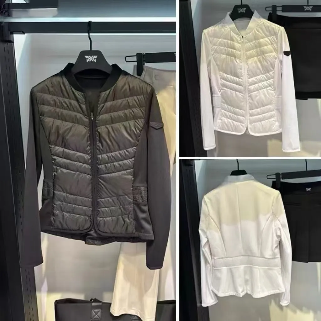 

Fall/Winter New Arrival Women's Golf Down-Blended Knit Fabric Lightweight Waist-Defining Warm Jacket