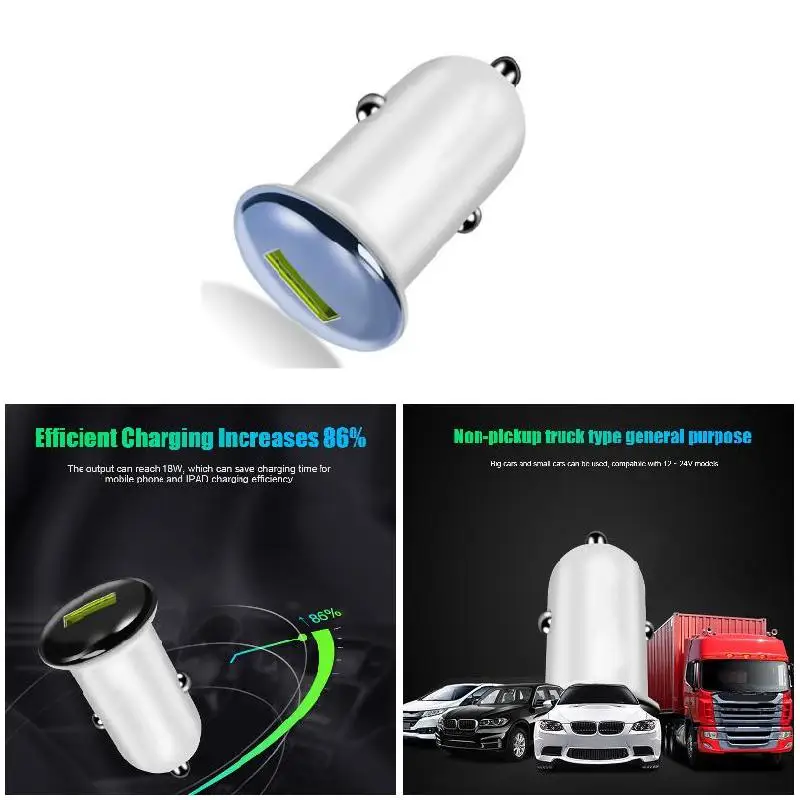 

Автомобильное зарядное устройство Mini Mushroom с двойным USB, беспроводная зарядка 3.0, быстрая зарядка