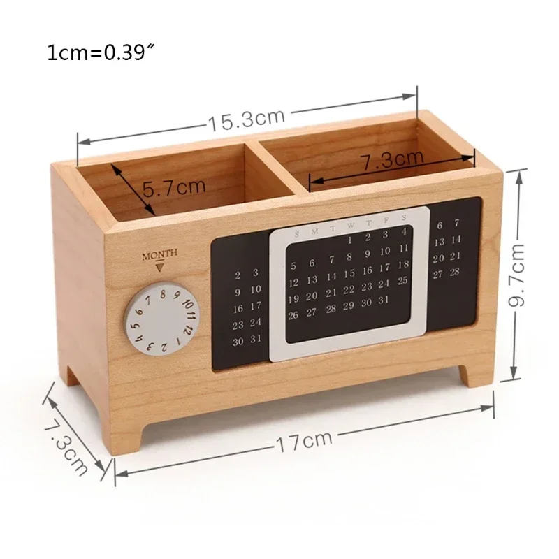 Holder Calendar Organizer Desktop Storage Wooden Box Creative Remote Control Multifunctional Stationery Pen Pencil