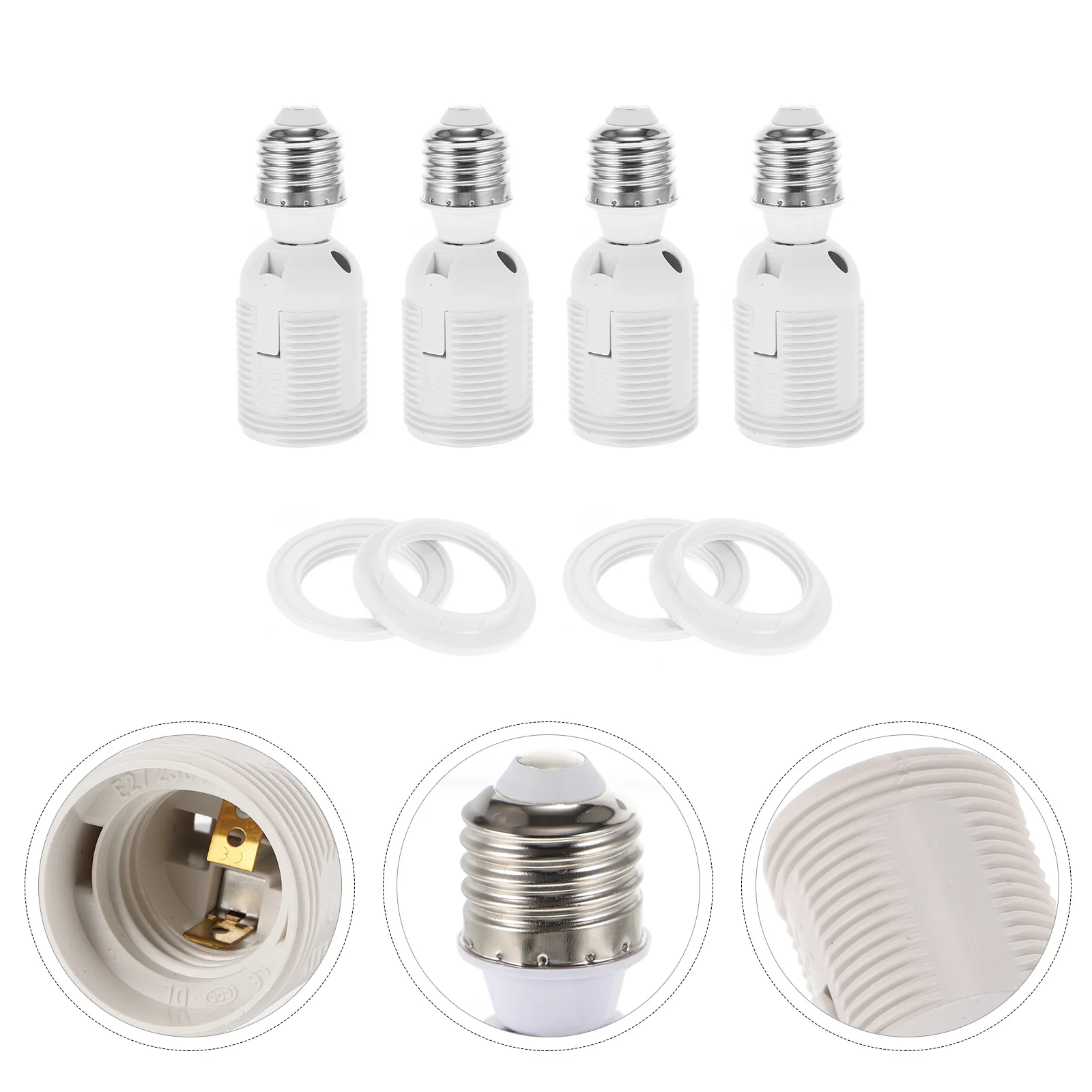 4 قطعة E27 محول مأخذ التوصيل معزول مقاومة للحرارة المصباح الكهربي موسع لأضواء مكتب محول ملحقات الإضاءة البيضاء