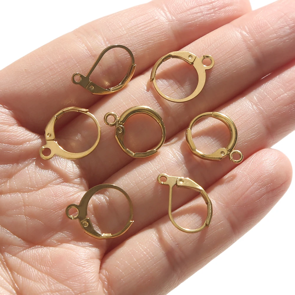

10PCS 18K Gold Vacuum Plated Stainless Steel Huggie Earring Hoops | Leverback Ear Clips for DIY Jewelry Making Supplies Findings