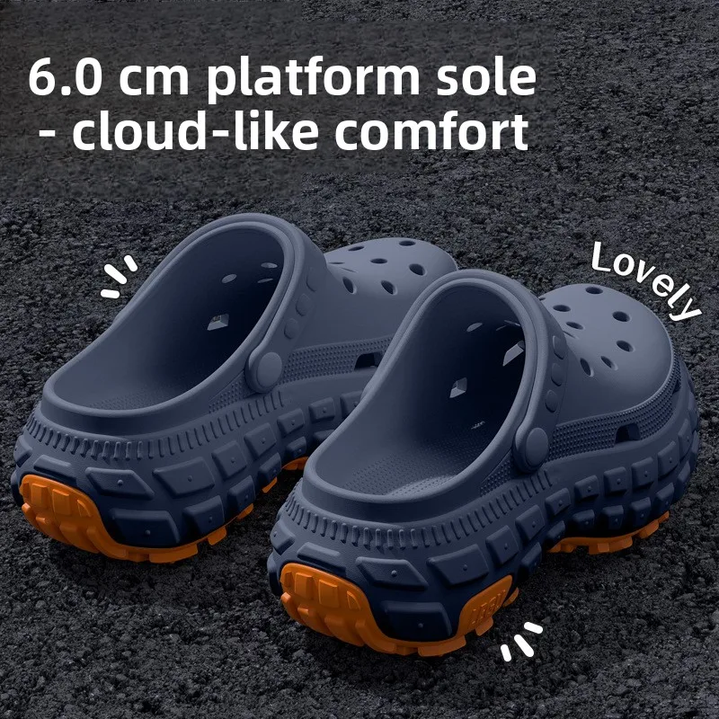 2026 New Thick soled perforated shoes for men's summer new trend slip resistant wear-resistant and odorless sandals for driving