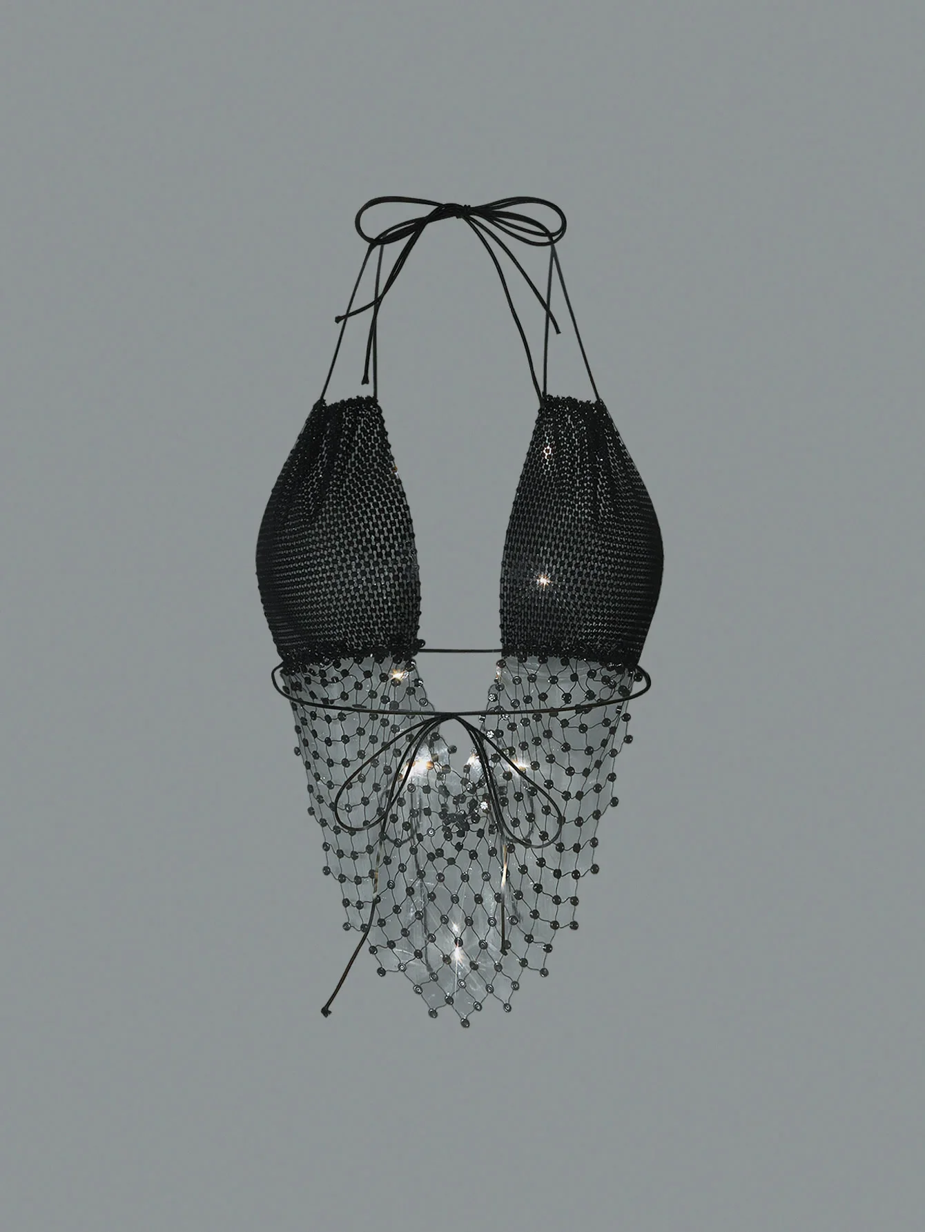 

Luxury Shiny Rhinestone Backless Tank Top For Women Sexy V Neck Halter Neck Mesh Diamonds Tassel Camisole Party Club Sling Top