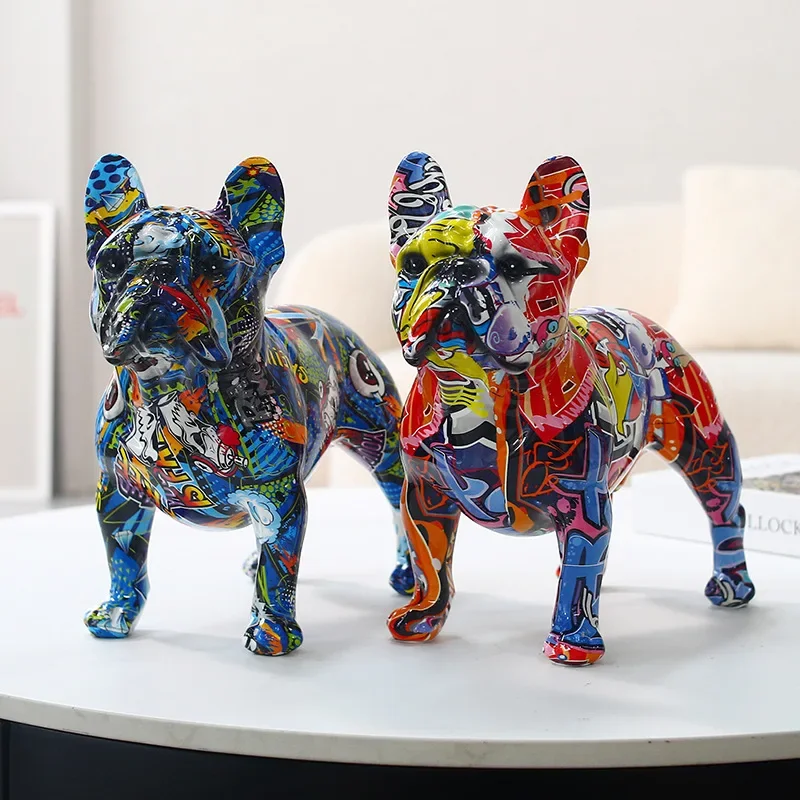 

Home Soft Furnishing Decoration Bulldog Ornament Statue Dazzling Standing Resin Crafts Home Soft Furnishing Ornaments