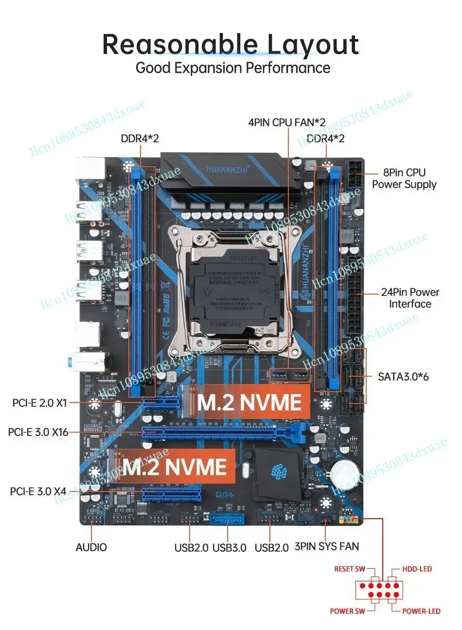 HUANANZHI X99 QD4 Motherboard with combo kit set XEON E5 2680 V4 64GB 2133MHz (4*16G) DDR4 REG ECC Memory NVME M.2 USB 3.0