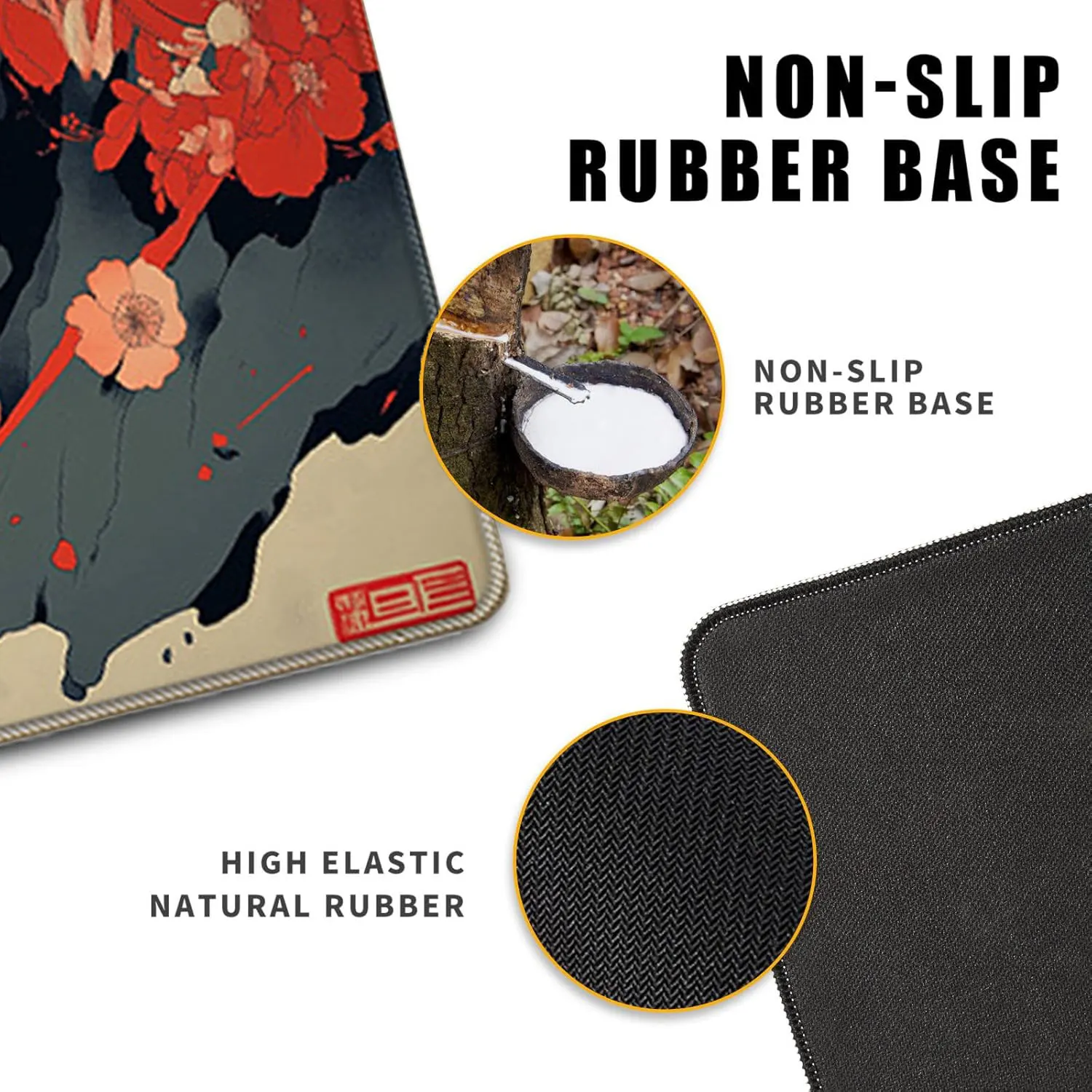 Skull Mouse Pad Japanese Ukiyo-e Mouse Pad Anime Big Mouse Pads for Desk Gaming Non-Slip Large Mouse Pad for Desk Pad Table Mat