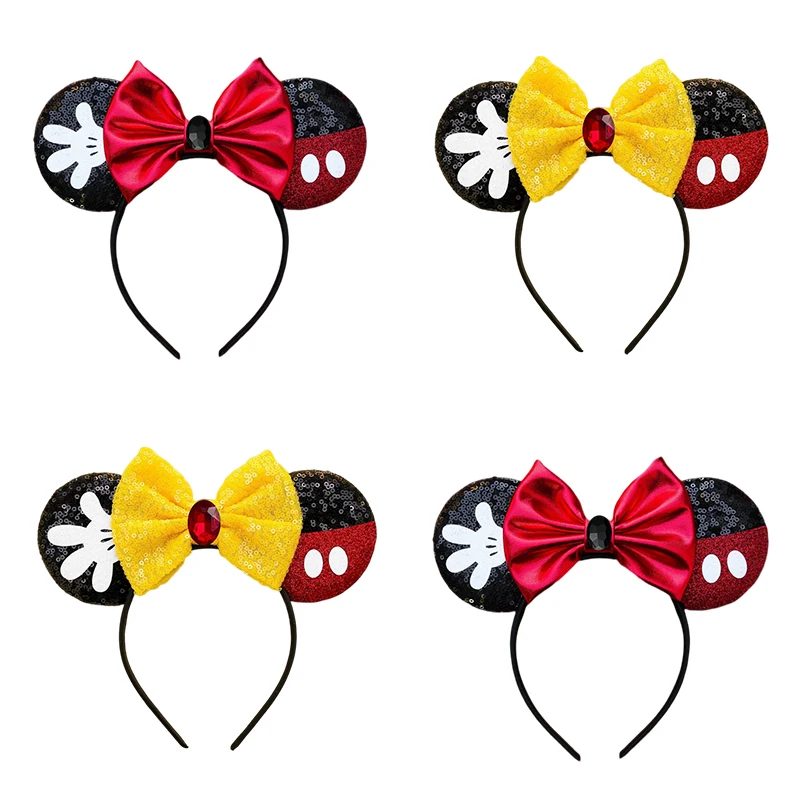 

Classics Minnie Ears Headbands For Baby Pearl Mickey Hairband Women Disney Bow Hair Band Kids Polka Dot Minnie Mouse Headwear