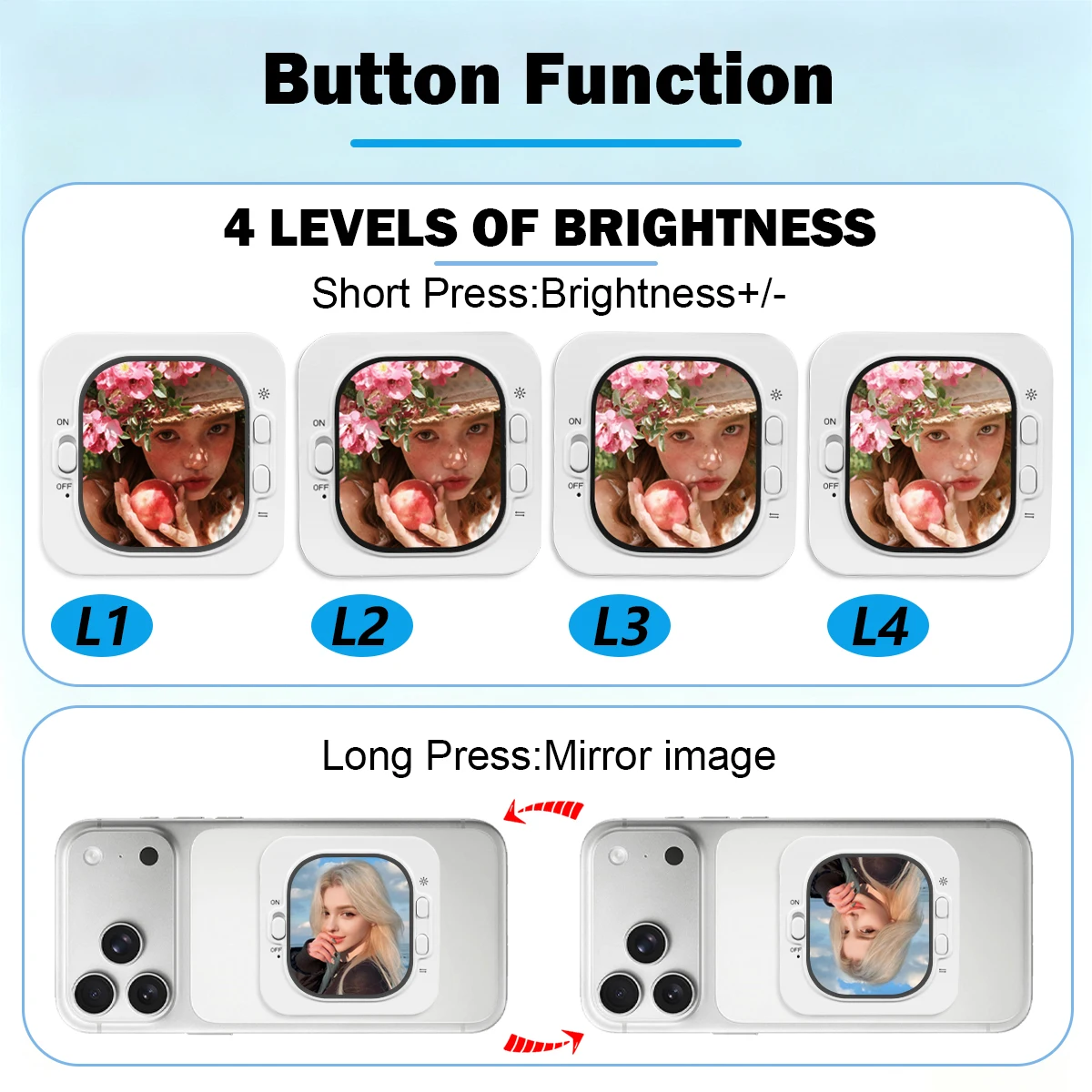 폰 브이로그 셀피 모니터 스크린 폰 홀더 클립 마운트 후면 카메라 셀피 브이로그 라이브 셀피 스크린 아이폰 호환 썸네일 3