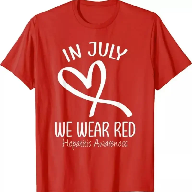 Heart In July We Wear Red Hepatitis Day Support T Shirt