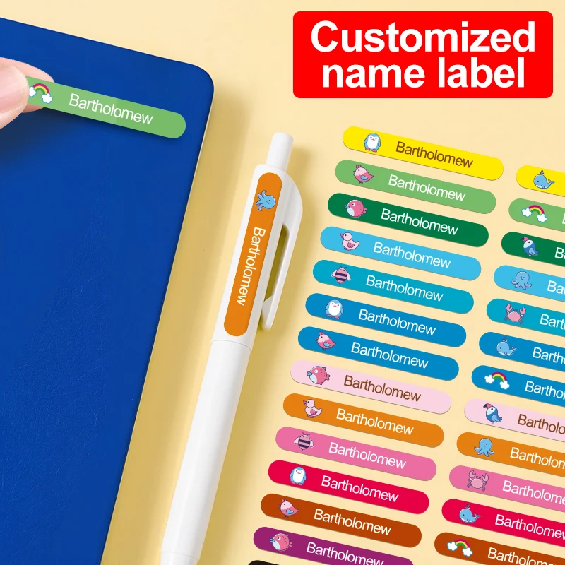 Customizable Waterproof Name Stickers for Kids' Bottles,School Supplies & Mugs - Durable Personalized Labels with Vibrant Colors