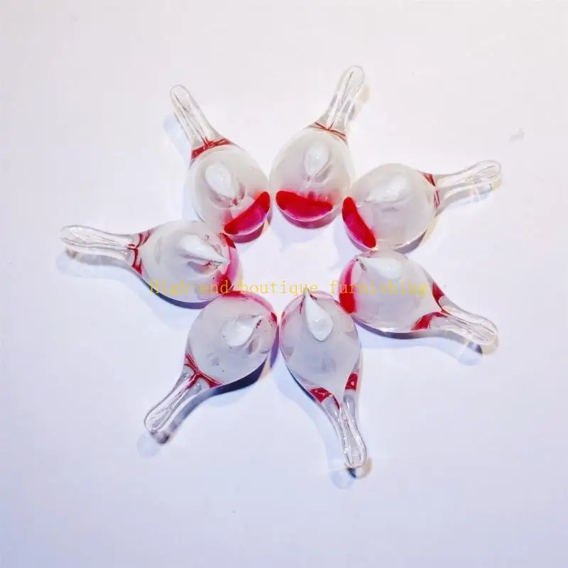 L9NB Decorative Glass Red Breasted Bird Model Figurine Paperweight for Enhancing Aesthetic Appeal at Living Room and Studies