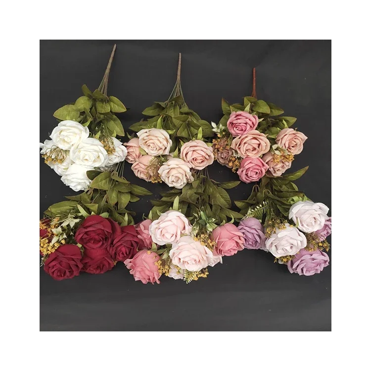 Centerpiece Flower Valentines Gifts Artificial Flowers Christmas Decoration 11 Branch Rose