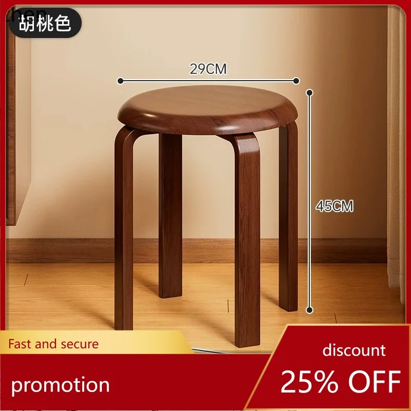 YFY Solid Wood Dining Table  Home Living Room Space-Saving   Stackable Round  New Chinese Style Dining