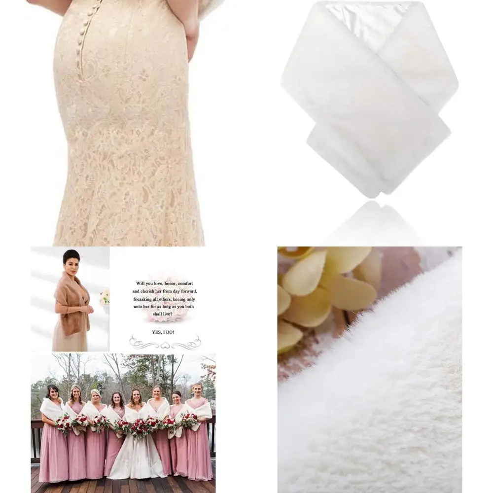 

Шаль из искусственного меха для невест - элегантная накидка для свадебных вечерних платьев