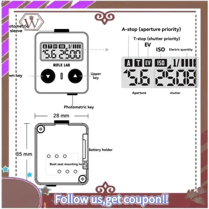 ABBG-Filômetro de medidor de luz reverso único para medidor de luz de câmera de telêmetro de laboratório Reflx