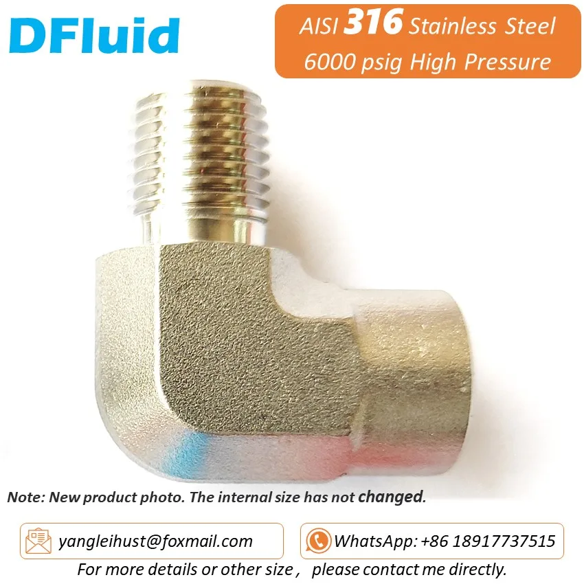 SUS 316 Female to Male Thread ELBOW NPT BSPT 1/8" 1/4" 3/8" 1/2" High Pressure 6000psig 40MPa Stainless Steel Pipe Fitting - view 4