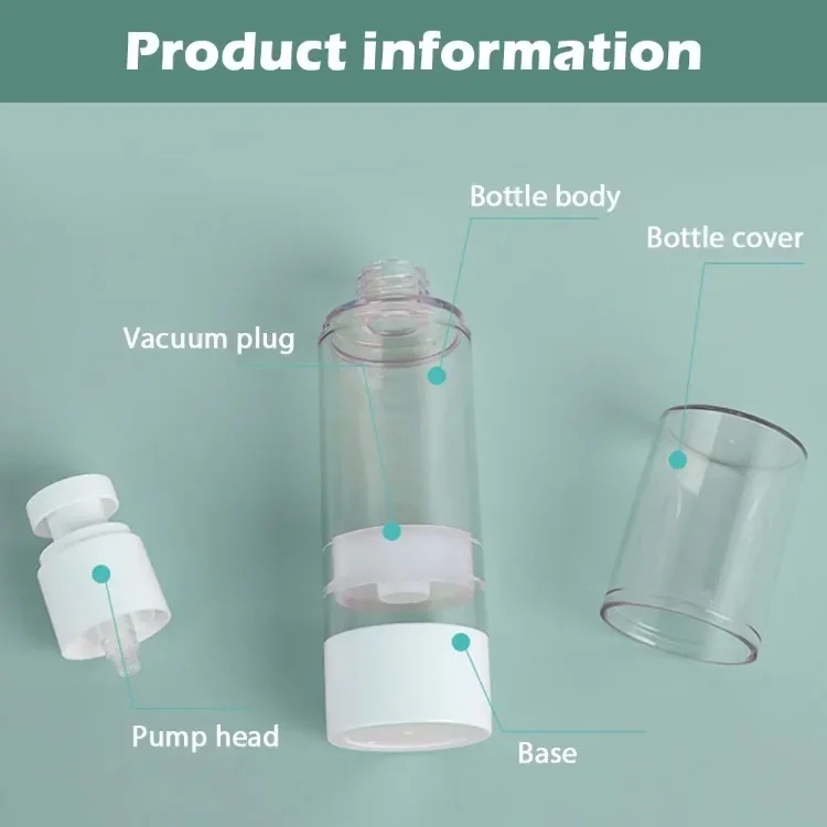 Doorzichtige airless vacuümpompfles Hervulbare herbruikbare reisformaatdispenser Draagbare lotioncontainer van make-uplotioncosmetica