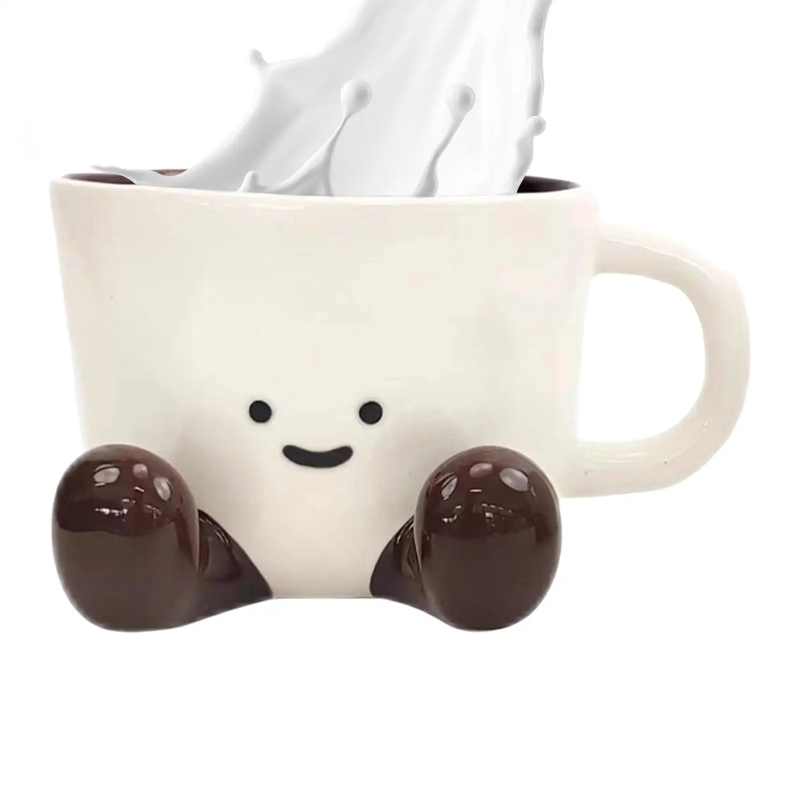 كوب شاي من السيراميك الممتع مع أقدام كوب مشروبات القهوة المزخرف اللطيف للمصورين والرجال والنساء والأطفال هدايا عيد الميلاد #2