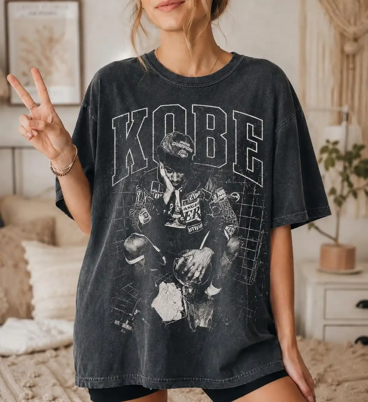 Kobe Bryant Vintage Black and White Shirt