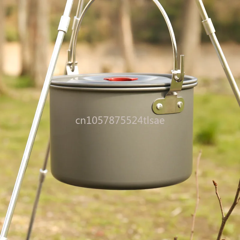 Outdoor Cookware Camping Picnic Hanging Pot Outdoor Portable Equipment 4.2L Large Capacity Camp Pot Deep Mouth Camp Pot