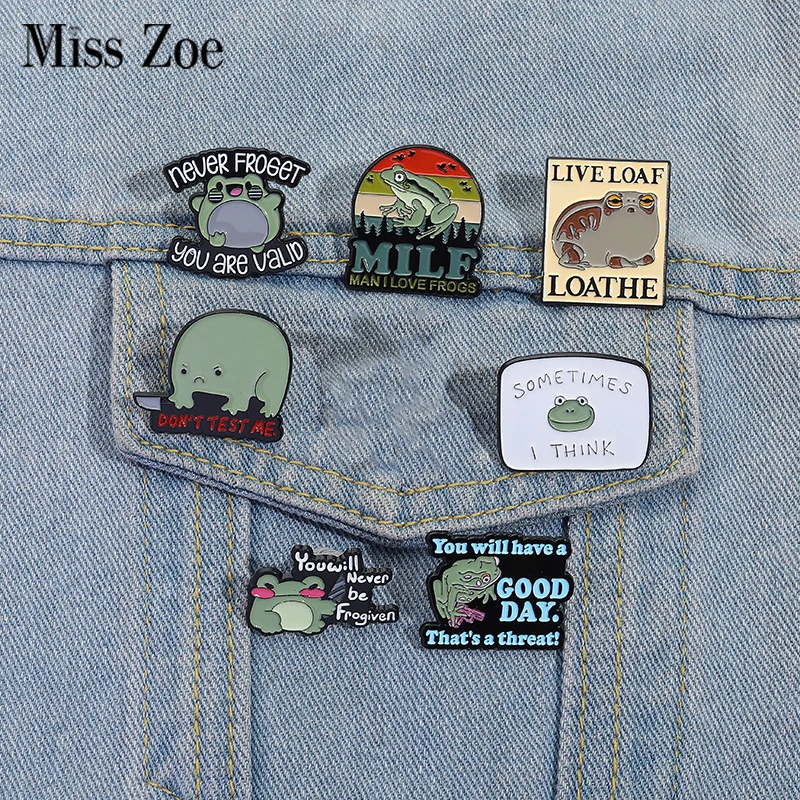 

Happy Frog Quotes Enamel Pins Custom Never Forget You Are Valid Brooches Lapel Badges Clothes Animal Jewelry Gift for Friends
