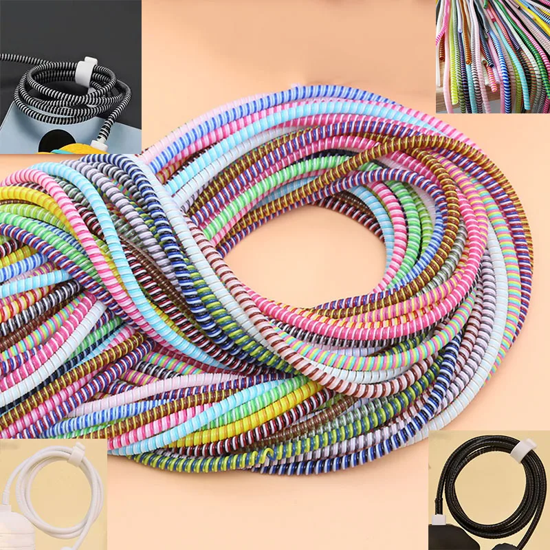 

1.4m Color phone Wire Cord Rope Protecto Anti-break spring protection rope for USB Charging Cable earphone Data Bobbin Winder