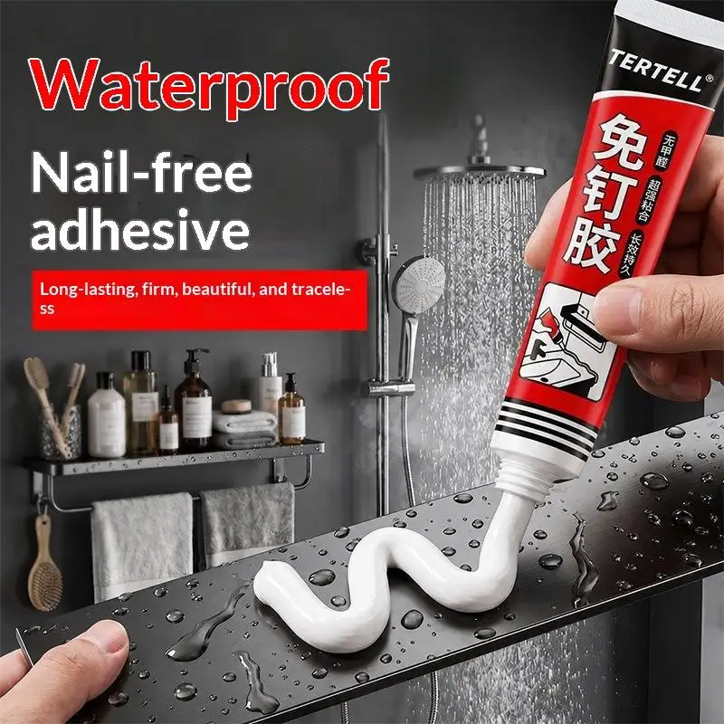 No Nail Adhesive Mounting Glue Waterproof Mildew Resistant No Drilling Strong Sealant For Tile Bathroom Home Install Supply